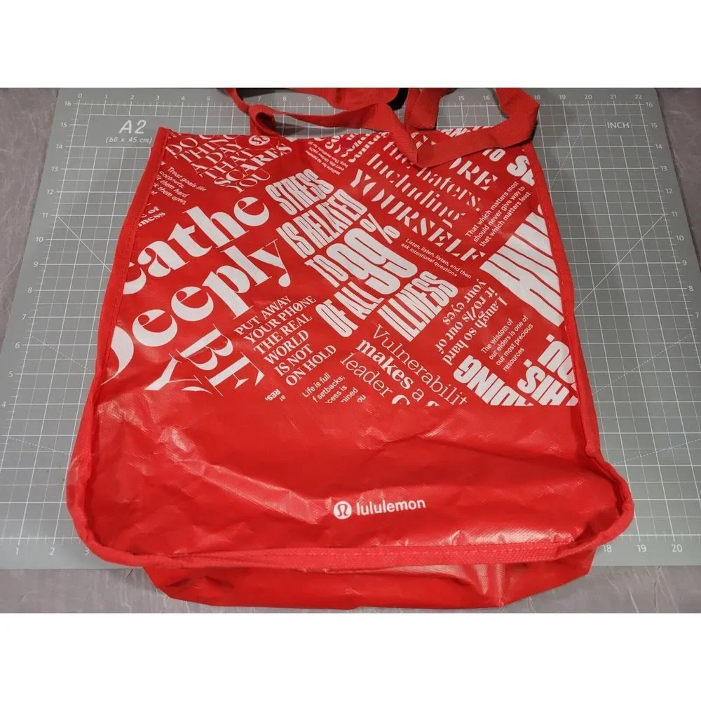 3 Lululemon Large Reusable‎ Shopping Tote Bag 2x Gray 1x Red